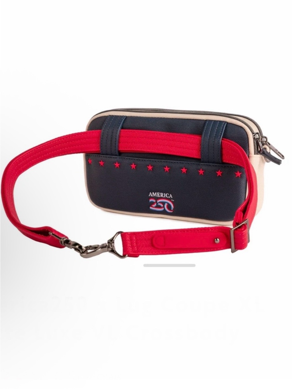 Lug Americana Stars Crossbody Bag in Red, White & Blue with Macadamia Trim - Picture 4 of 7